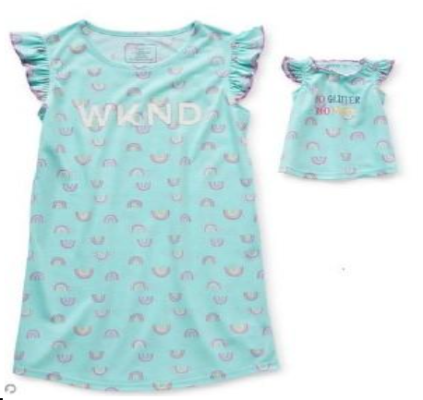 Recalled Dots & Dreams Dollie and Me nightgown with doll dress 