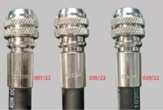 Recalled LP Inflator Hose connectors serial number location