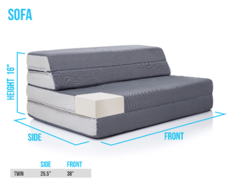 Recalled DownEast Mattress on the Go folding mattress – sofa setup