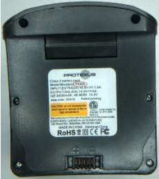 Model PX20A or PX20B is printed on the Protexus battery pack’s label. 