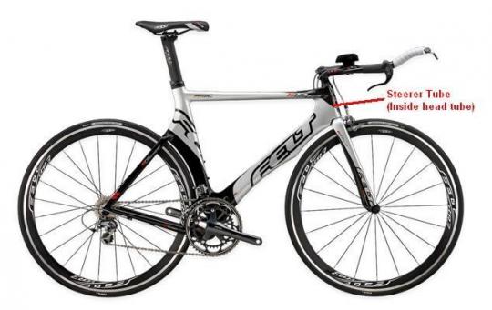 Picture of Recalled Bicycle showing steerer tube (inside head tube)