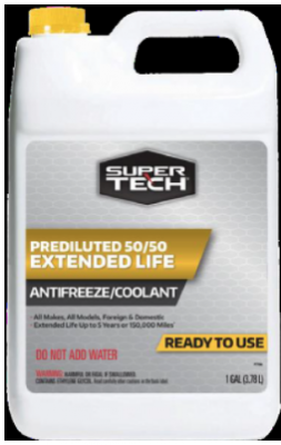 Recalled SUPERTECH Antifreeze Pre Diluted