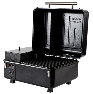 The recalled Traeger Ranger portable grill with the lid open.