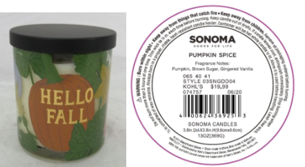 Recalled Kohl’s Hello Fall Candle
