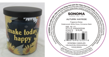 Recalled Kohl’s Make Today Happy Candle