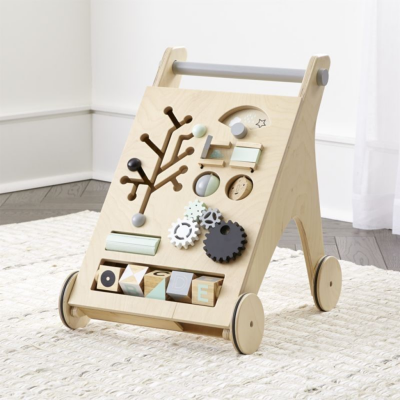 Recalled Crate and Barrel Activity Push Walker with child developmental activities embedded in the face