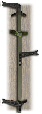 Recalled XOP climbing stick attached to tree (sand ripple green color) 