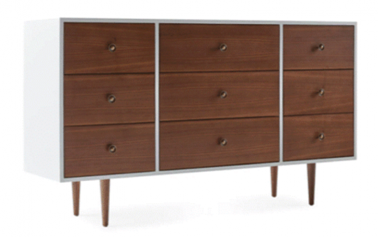 Recalled Joybird dresser in plywood with white painted exterior