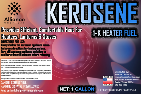 Recalled 1-K Kerosene Heater Fluid Portable Fuel Container (label)