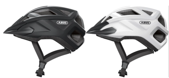 Recalled ABUS ACM (MountZ) helmet left side in velvet black and polar white colors