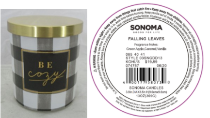Recalled Kohl’s Be Cozy Candle