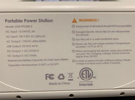 Recalled Power PLUS Tora model number is on side