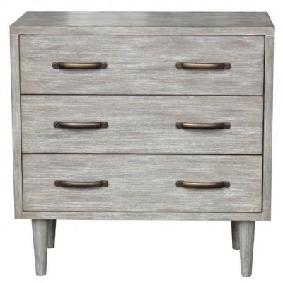 Recalled Mid-Century 3-Drawer Accent Chest, white finish, Model DS-D146-005