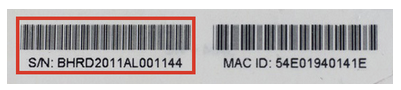 The serial number can also be found on the product packaging.  