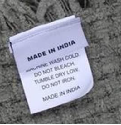 “MADE IN INDIA” is printed on the top sewn-in label