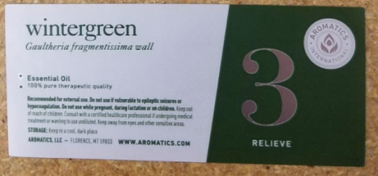 Recalled Aromatics International Wintergreen Essential Oil – label on the 30 mL and 100 mL bottles