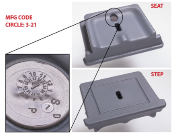 Manufacture code 3-2021 can be found on the removable seat/step 