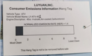 Model Number Located on Hang Tag
