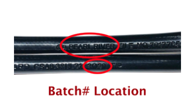 Recalled Gas One adapter hose – Batch# location