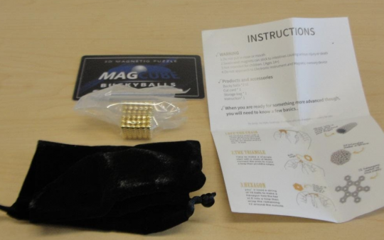 Recalled Mag Cube magnetic ball set contents