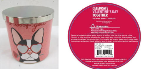 Recalled Kohl’s I Woof You Candle