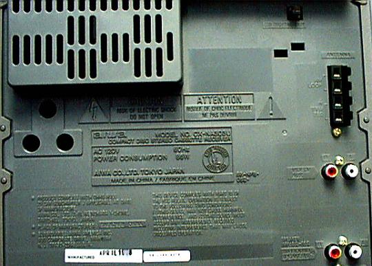 Location of model number on back of audio system