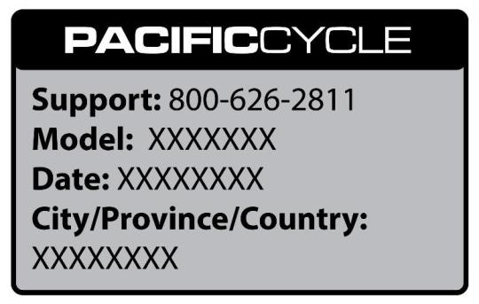 Recalled Ascend Minaret or Cabrillo Electric Bike service label 