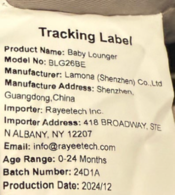 Tracking label with model number About the U.S. CPSC