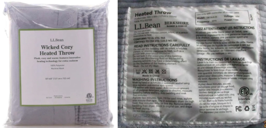 Recalled Berkshire Blanket Heated Throw (L.L. Bean branded)