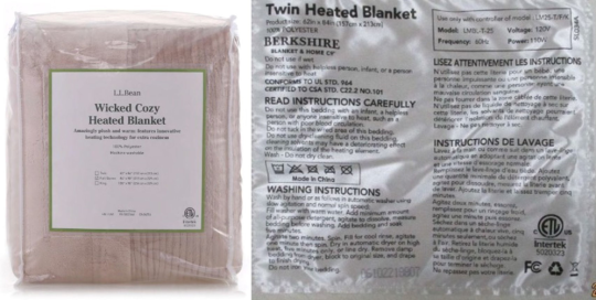 Recalled Berkshire Blanket Heated Blanket - Twin (L.L. Bean branded)