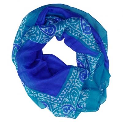Blue Leopard Print Scarf / Wrap - Spring Summer Scarves for Women & Girls