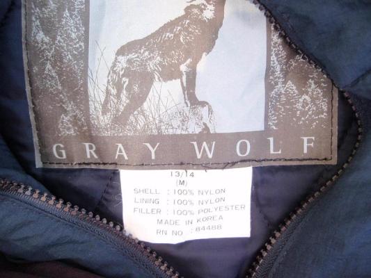Recalled Gray Wolf jacket label
