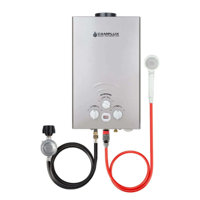 Recalled Camplux brand BW211 portable tankless water heater – gray/silver