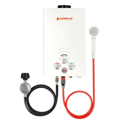 Recalled Camplux brand BW211 portable tankless water heater – white
