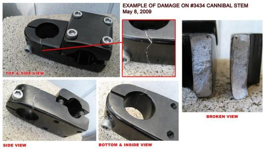 Examples of Damage to Recalled Cannibal Bicycle