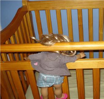 Recalled crib showing child entrapment hazard
