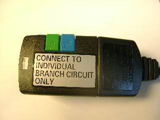 Closeup of label on GFCI Plug
