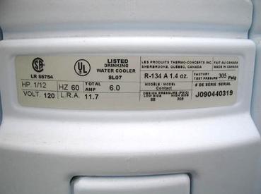Recalled DS Water Cooler serial plate