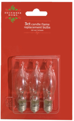 Recalled DECEMBER HOME replacement bulbs UPC 76023636135