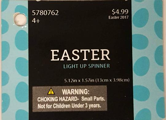 Hobby Lobby Easter-themed light-up spinners with item number 9130033.