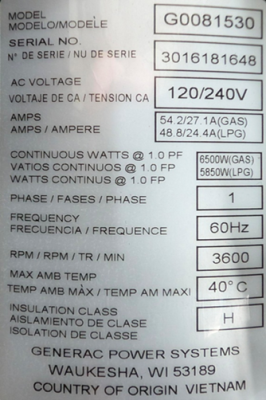 Detailed View of Product Label with Model and Serial Number