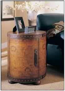 Recalled World Map Drum Table, model T71274-00