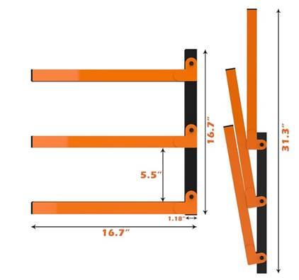 Dimensions of LIANTRAL Heavy Duty Storage Rack Wall Mounts