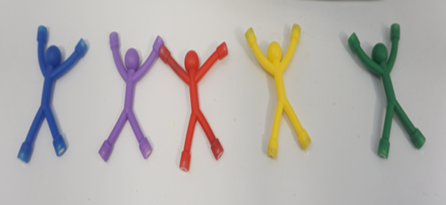 Each stick figure in the LRIGYEH Magnetic Men stick figures toy set has four small magnets, one in each hand and foot.