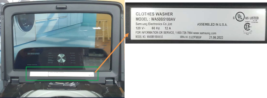 Label on recalled washer’s inside lid