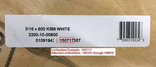 Lot number on package