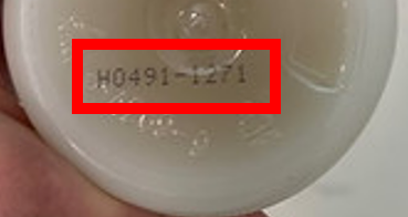 Lot codes of affected products can be identified on the bottom or side of the bottle in black type, as seen in the red box. 