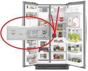 Recalled Refrigerator with Model/Serial Label