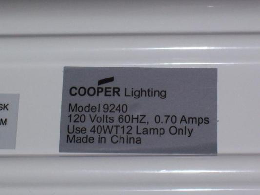 Label on Recalled Metalux Fluorescent Shop Light