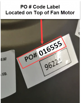 Model number and product order number location
